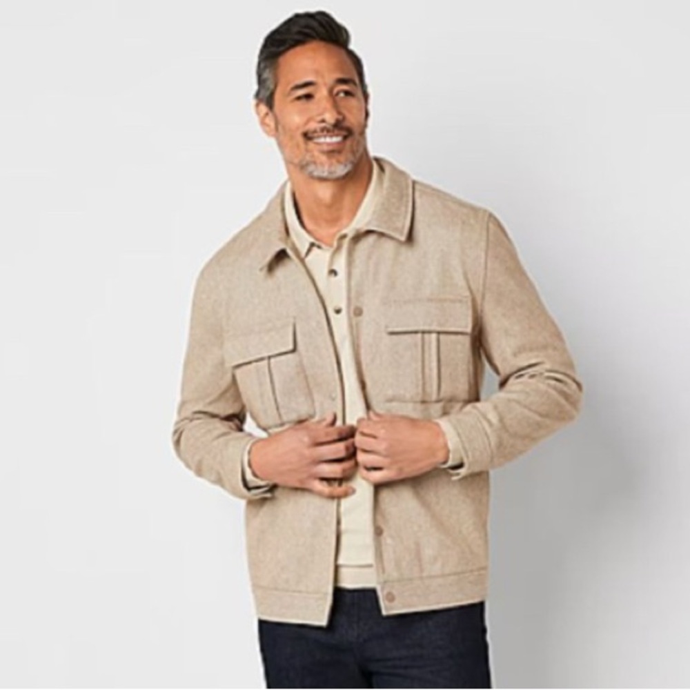 NEW Abbott Elem Mens Oatmeal Heavy Snap Front Jacket L $119